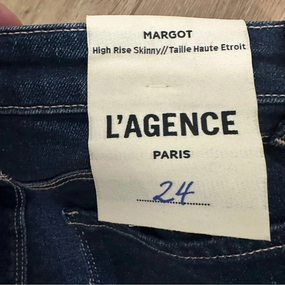 L'AGENCE Margot High Rise Skinny Dark Wash Denim Jeans Size 24 NWT - Picture 8 of 9